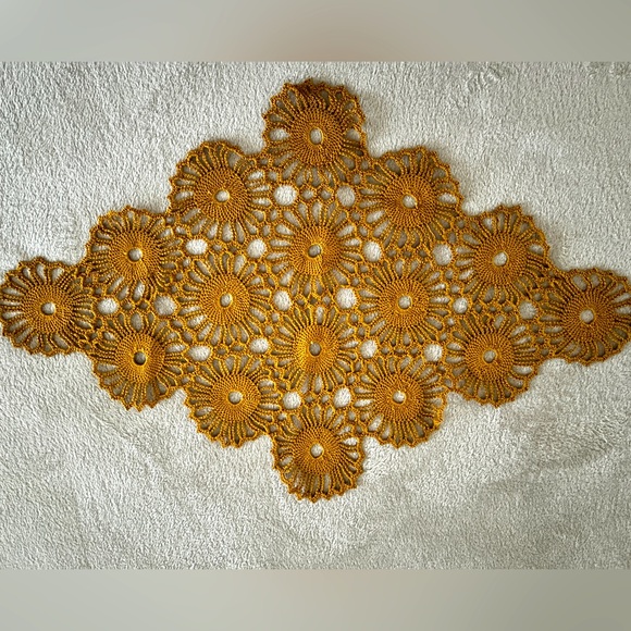 Oval Lace Doilies Handmade Crochet Placemats Table Coasters Vintage Decor, Brown - Picture 2 of 3